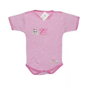 بادی آستین کوتاه نوزادی تاپ لاین مدل راه راه کد DBK01