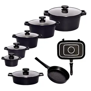 سرویس قابلمه و تابه گرانیت 15 پارچه مدل UN-8500 Jahizie