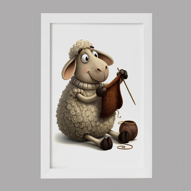 تابلو خندالو مدل گوسفند بافنده کد F8036