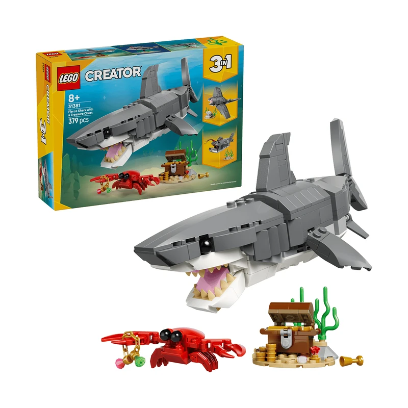 لگو 379 تکه سری Creator 3-in-1 مدل Fierce Shark with a Treasure Chest کد 31381