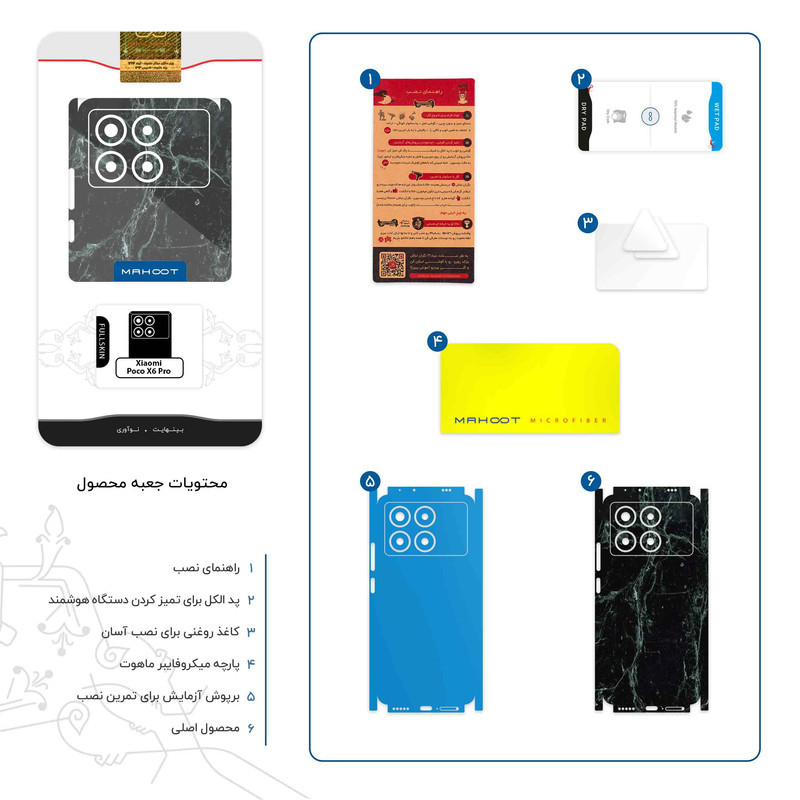 برچسب پوششی ماهوت مدل Graphite_Green_Marble-FullSkin مناسب برای گوشی موبایل شیائومی Poco X6 Pro