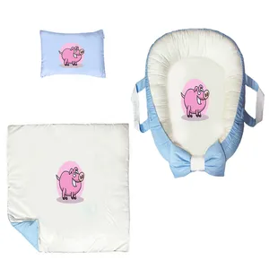 سرویس خواب سه تکه نوزاد ناریکو مدل گارد محافظ دار طرح خوک کد 0103