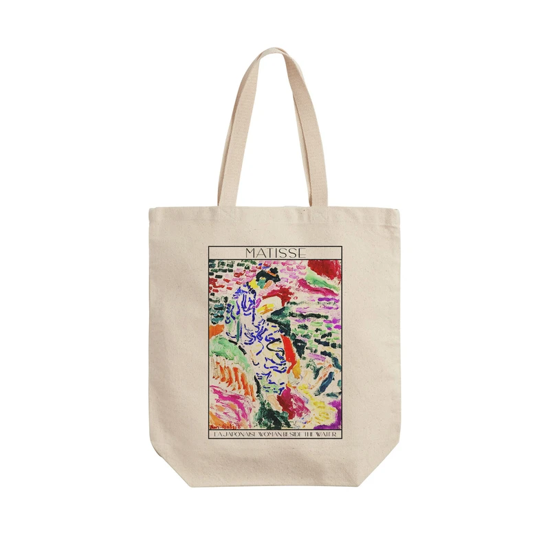 ساک خرید ترمه طراحان ایده مدل زن ژاپنی کنار آب از ماتیس کد art0618 - L