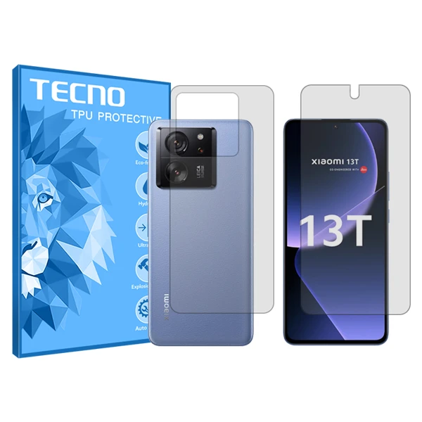 محافظ صفحه نمایش شفاف تکنو مدل Hygel مناسب برای گوشی موبایل  شیائومی 13T به همراه محافظ پشت گوشی