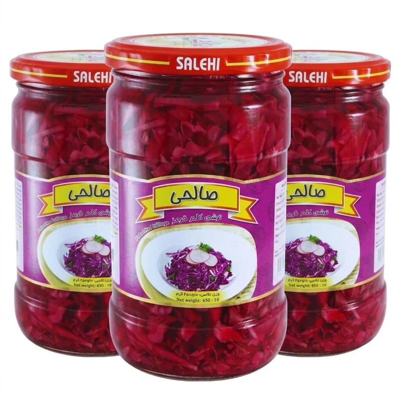 ترشی کلم قرمز پاستوریزه ممتاز صالحی - 650 گرم بسته 3 عددی