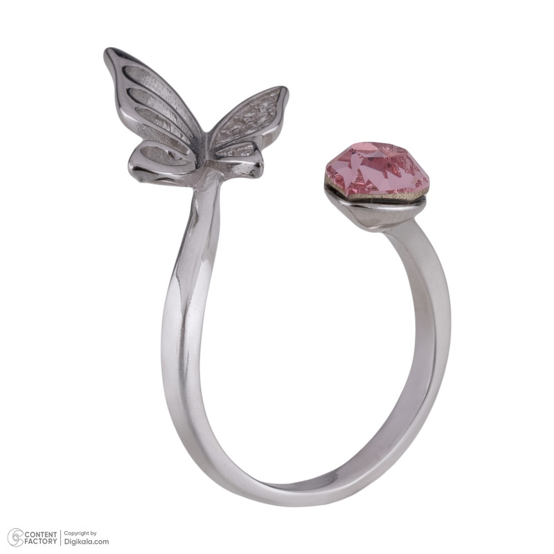 انگشتر نقره زنانه سواروسکی مدل پروانه و مکعب کد 458745
