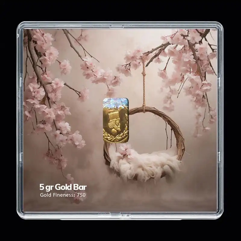 شمش طلا 18 عیار مدوپد مدل سبد و گل کد SG-10247