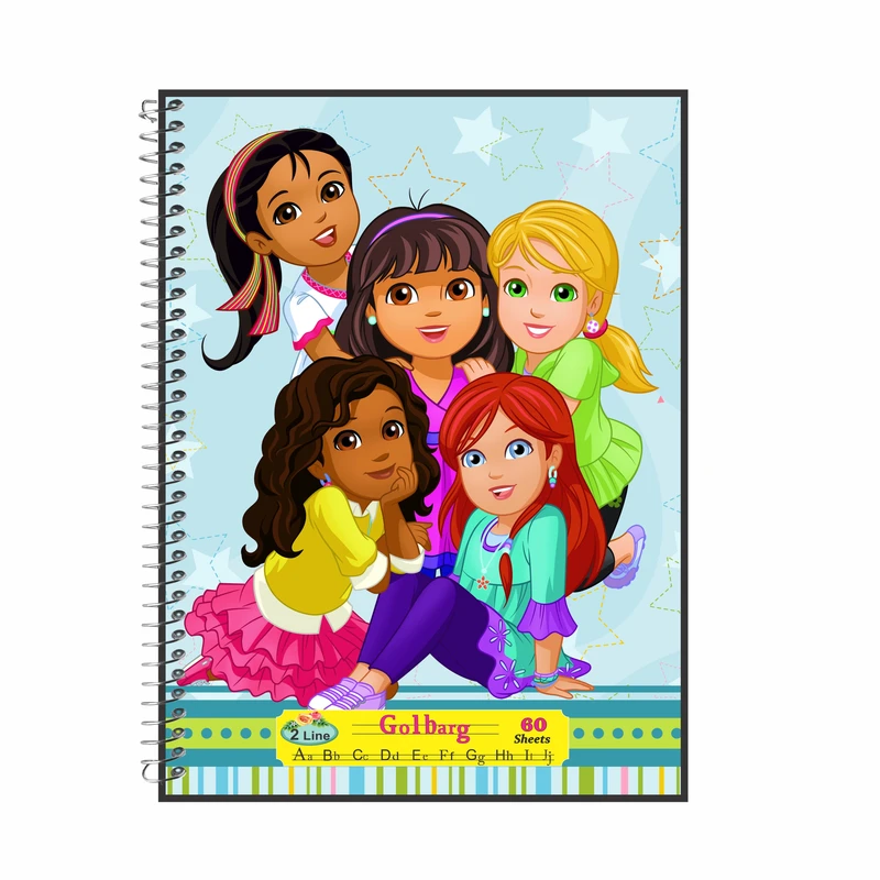 دفتر زبان 60 برگ گلبرگ طرح دخترانه کد 60657