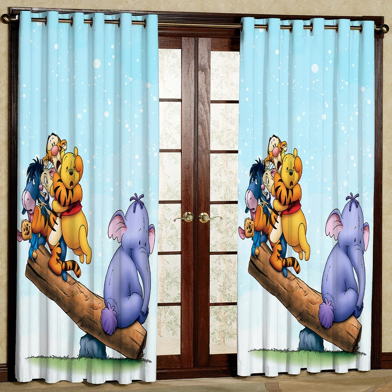 پرده کودک مدل مخمل پانچی کارتونی کد 4466T2 سایز 200x140 سانتی متر