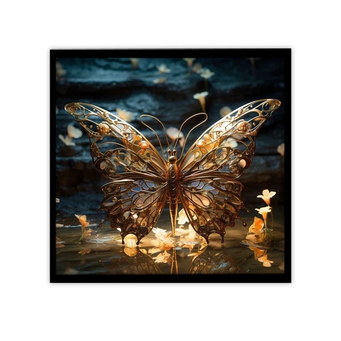 تابلو نوری بکلیت طرح پروانه طلاکوب مدل B-MID-18764