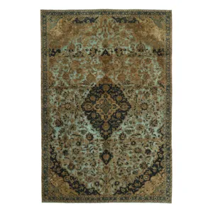 فرش دستبافت رنگ شده هفت و نیم متری طرح وینتیج کد 538625