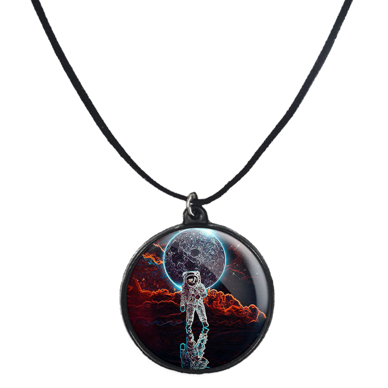 گردنبند پرمانه طرح فضانورد کد pmb.10402 مدل دو طرفه