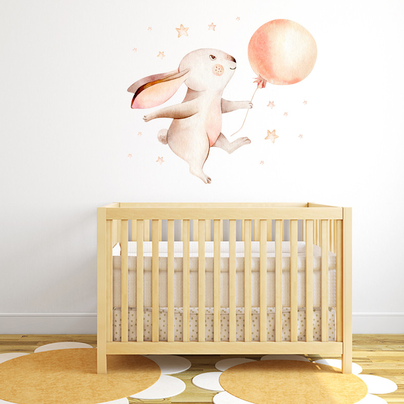 استیکر دیواری کودک باروچین مدل خرگوش و بادکنک کد 4206