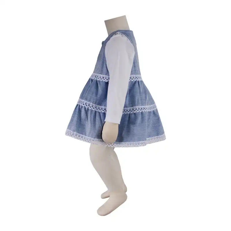 ست بادی و سارافون نوزادی آدمک مدل چیندار کد 127100 رنگ آبی