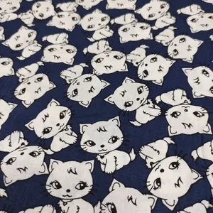 	 پارچه لباس مدل نخی طرح گربه ای b21