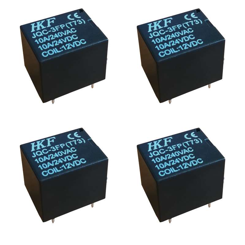 رله 12 ولت 10 آمپر اچ کا اف مدل JQC-3FP بسته 4 عددی