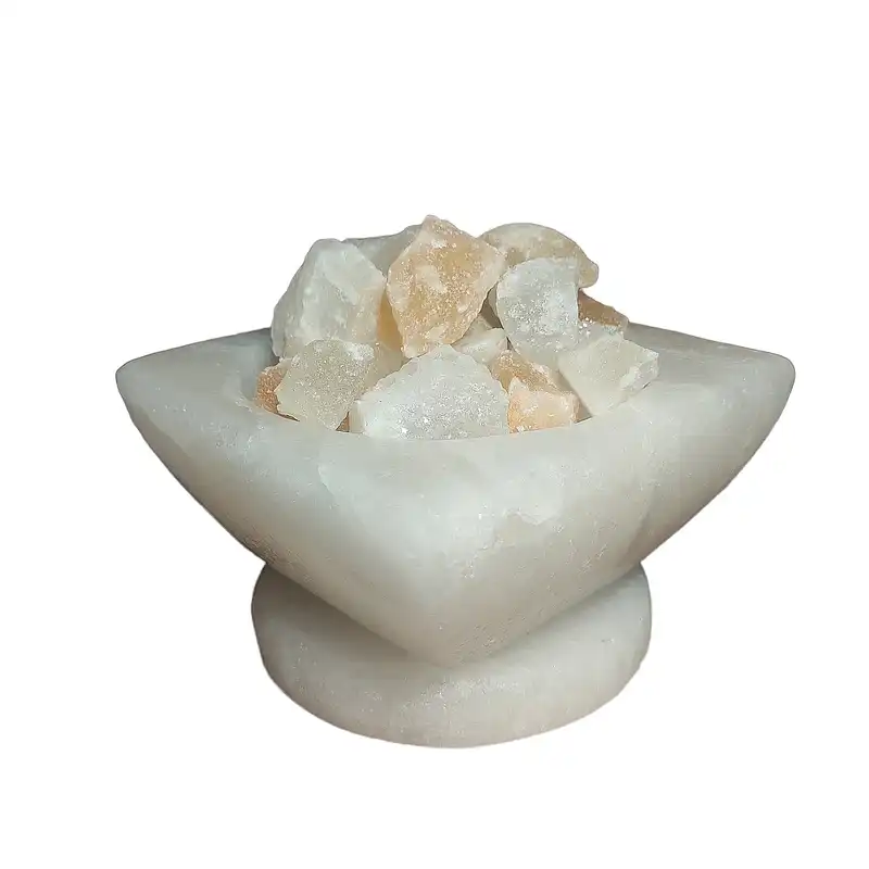 آباژور سنگ نمک مدل کاسه مربع پایه دار کد 404