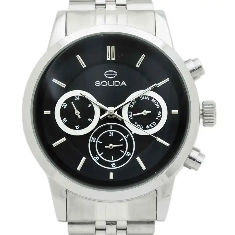 ست ساعت مچی عقربه ای زنانه و مردانه سولیدا مدل 2118G 2118L ORIGIANAL