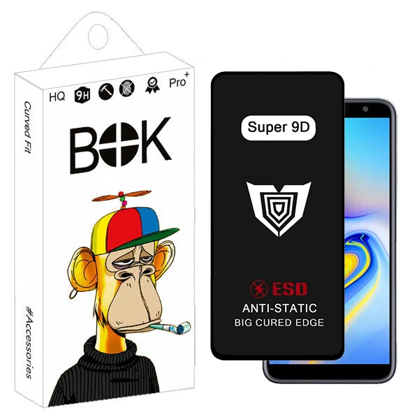 محافظ صفحه نمایش بوک مدل Super 9D View مناسب برای گوشی موبایل سامسونگ galaxy A6 plus / j6 Plus