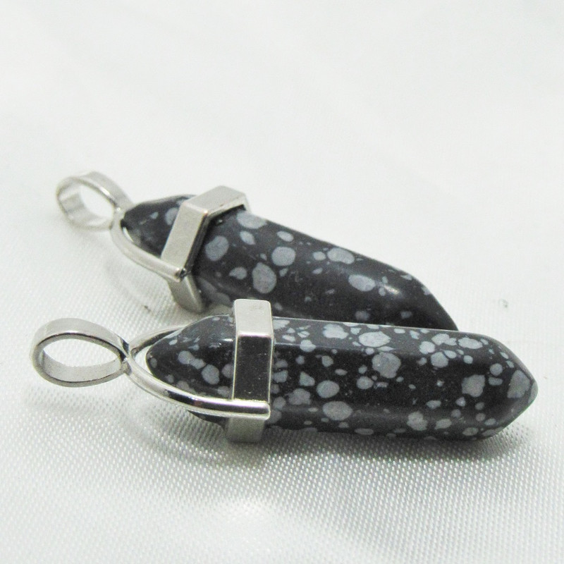 آویز گردنبند مدل منشور ابسیدین دانه برفی