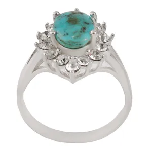 انگشتر نقره زنانه بازرگانی میلادی مدل عقیق فروزه طبیعی نیشابور کد AW_649