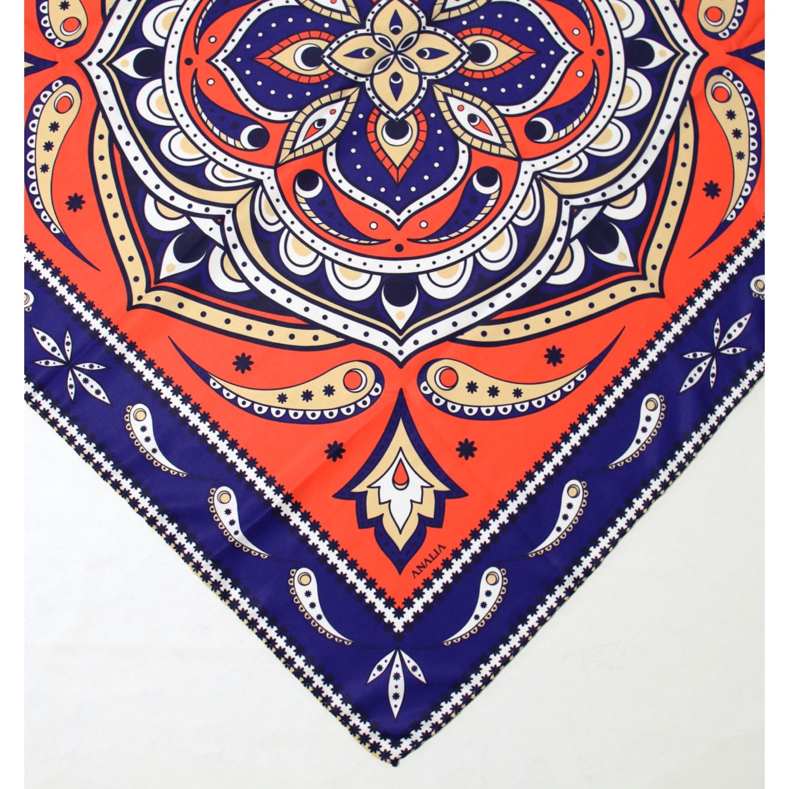 روسری زنانه مدل ابریشم توییل قواره 90 طرح بته جقه کد ana-2931 -  - 8