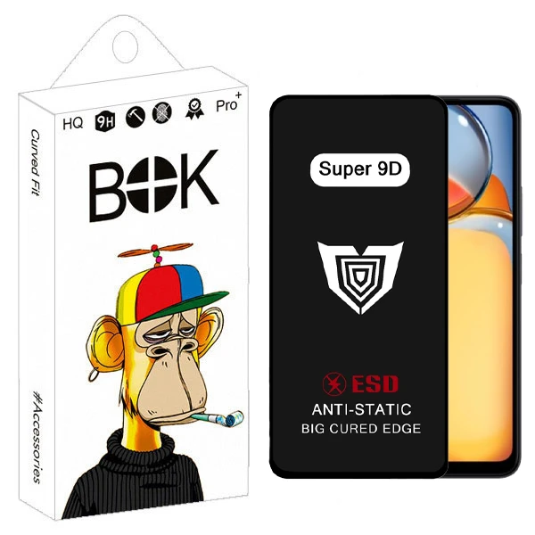محافظ صفحه نمایش بوک مدل Super 9D مناسب برای گوشی موبایل شیائومی Redmi 13C / 13C 5G / 13R / A05 / Poco C65 / M6 5G