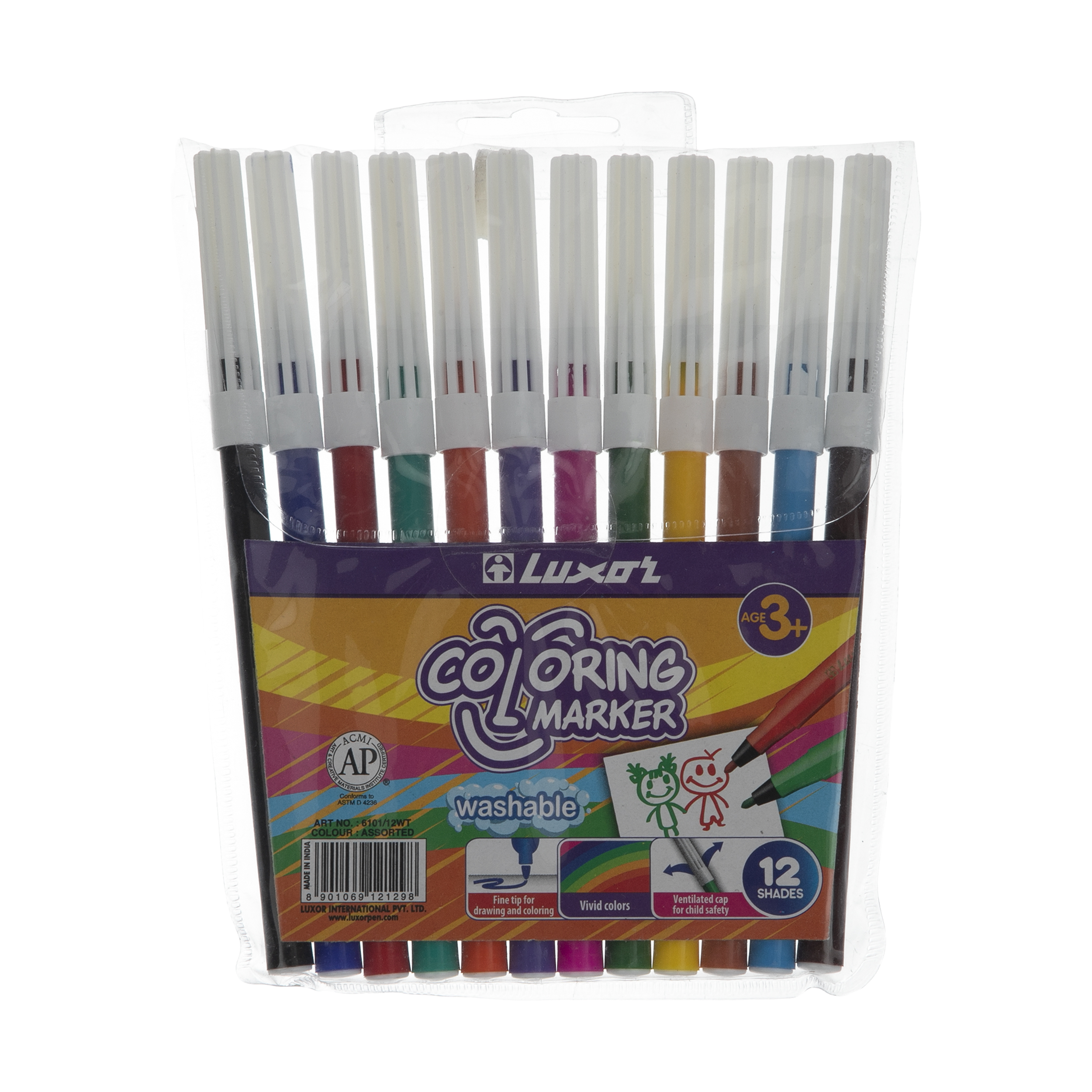ماژیک 12 رنگ لاکسر مدل Coloring Marker کد 6101