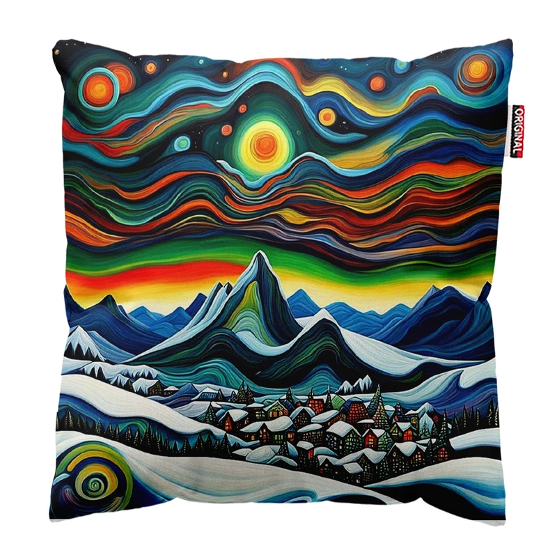 کوسن پاد آفرین مدل فانتزی طرح منظره کد PK402184 سایز 40*40 سانتی متر