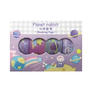 چسب کاغذی مدل واشی طرح Hony rabbit عرض 1.5 سانتی متر مجموعه 4 عددی