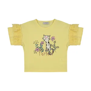 تی شرت دخترانه ال سی وایکیکی مدل 1S20146Z4-FRE-YELLOW
