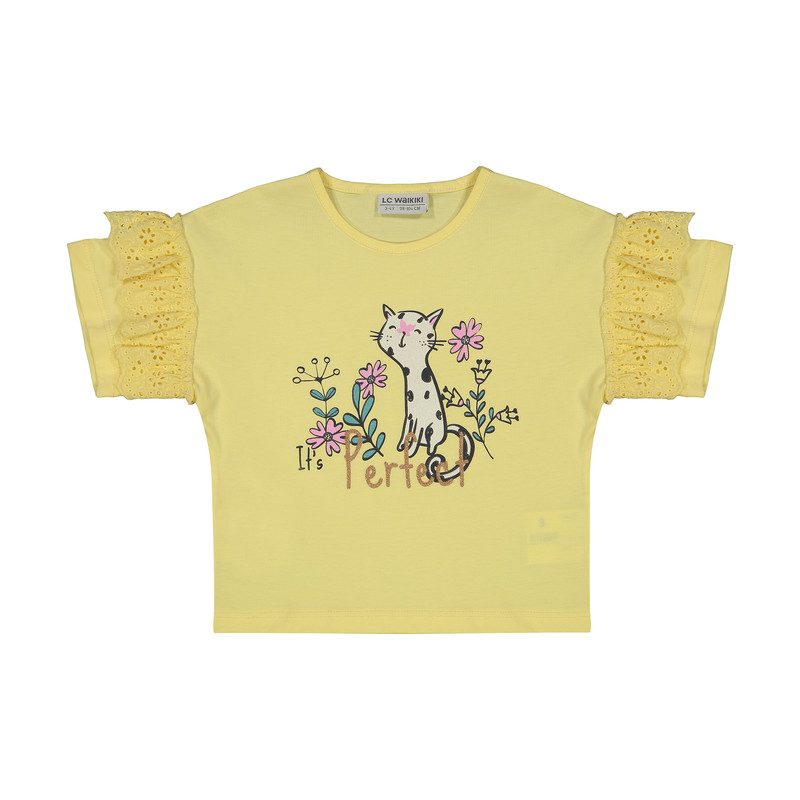 تی شرت دخترانه ال سی وایکیکی مدل 1S20146Z4-FRE-YELLOW