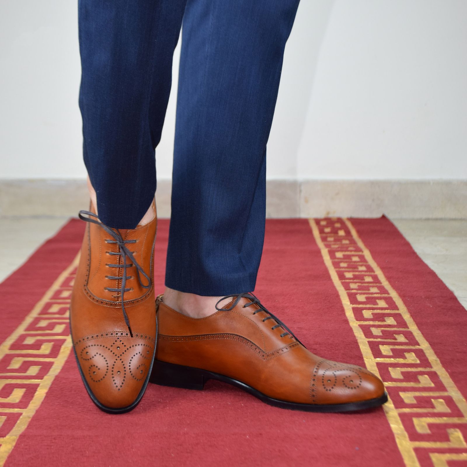 کفش مردانه کرمانی مدل چرم دستدوز طبیعی کد 1073 رنگ عسلی -  - 3