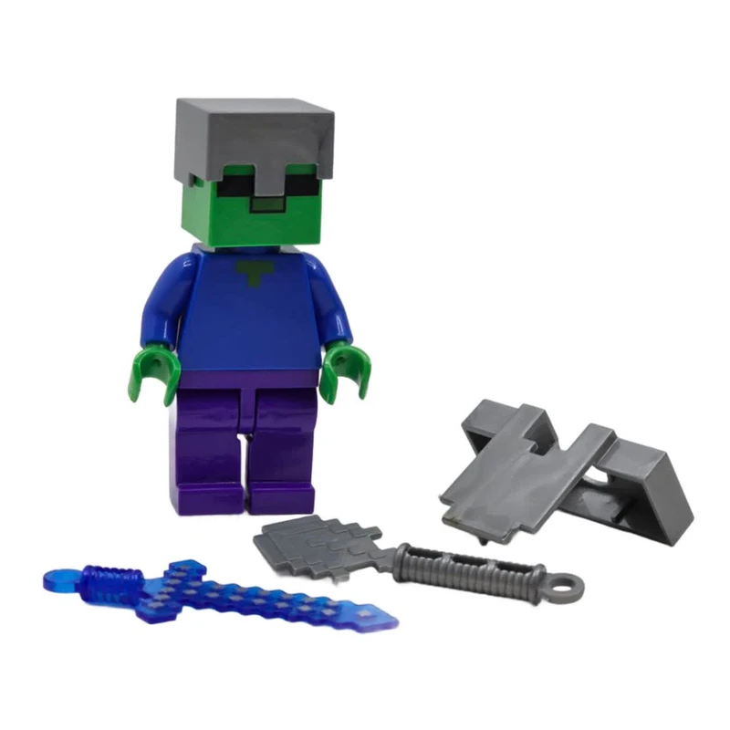 فیگور ناب سل مدل  ماینکرافت همراه با ابزار جنگ طرح MY WORLD کدNAAB 001 ارتفاع 9 سانتی متر