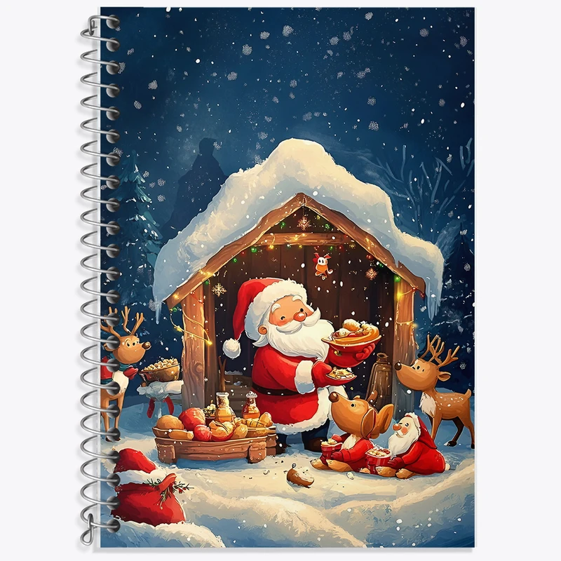 دفتر زبان 50 برگ خندالو مدل دو خط طرح بابانوئل و کریسمس کد F8368