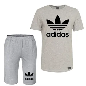 ست تی شرت و شلوارک مردانه مدل  B2 رنگ طوسی