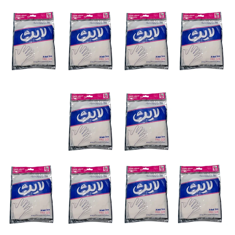 دستکش یکبار مصرف ساق متوسط لایت مدل 05.Glove سایز فری بسته 10 عددی
