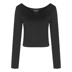 کراپ‌ تی‌شرت آستین بلند زنانه کانتکس مدل 108