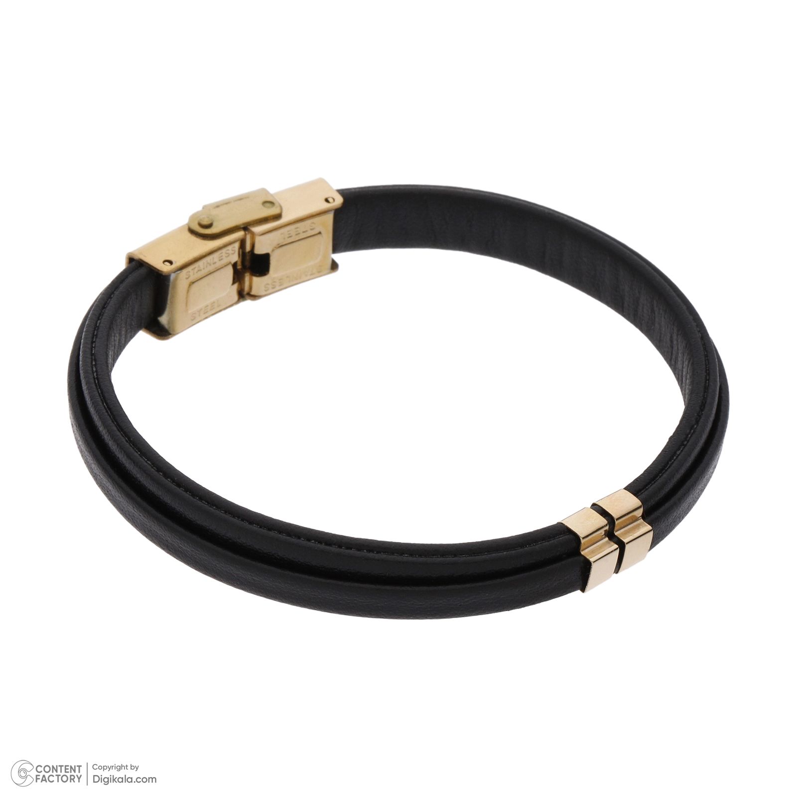 دستبند طلا 18 عیار مردانه با بند چرمی بان گالری مدل لئو -  - 2