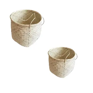 گلدان حصیری مدل استوانه کد T40 بسته 2 عددی