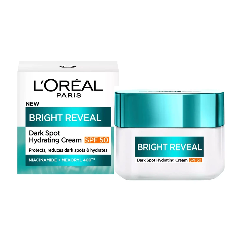 کرم آبرسان صورت، گردن لورآل مدل Bright Reveal SPF50 مناسب برای انواع پوست حجم 50 میلی‌لیتر