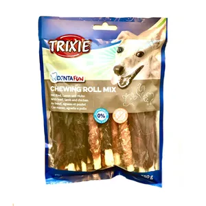 تشویقی سگ تریکسی مدل chewing roll mix با طعم گوشت گاو، گوسفند و مرغ وزن 250 گرم