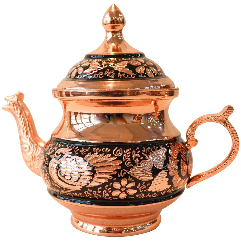 عکس شماره 5 : سرویس سماور 5 پارچه مسی مدل الماس تراش نیمه تراش طرح شاه عباسی کد 75