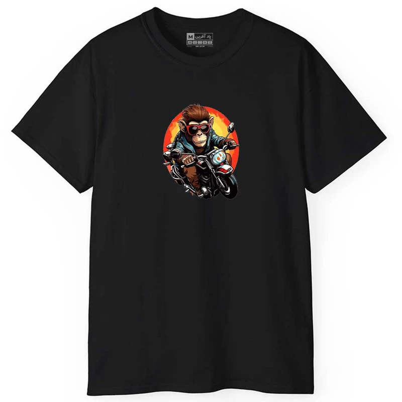 تی شرت آستین کوتاه مردانه پاد آفرین مدل میمون موتورسوار کد 0576