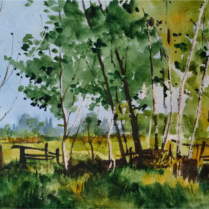 نقاشی آبرنگ طرح طبیعت کد 1032