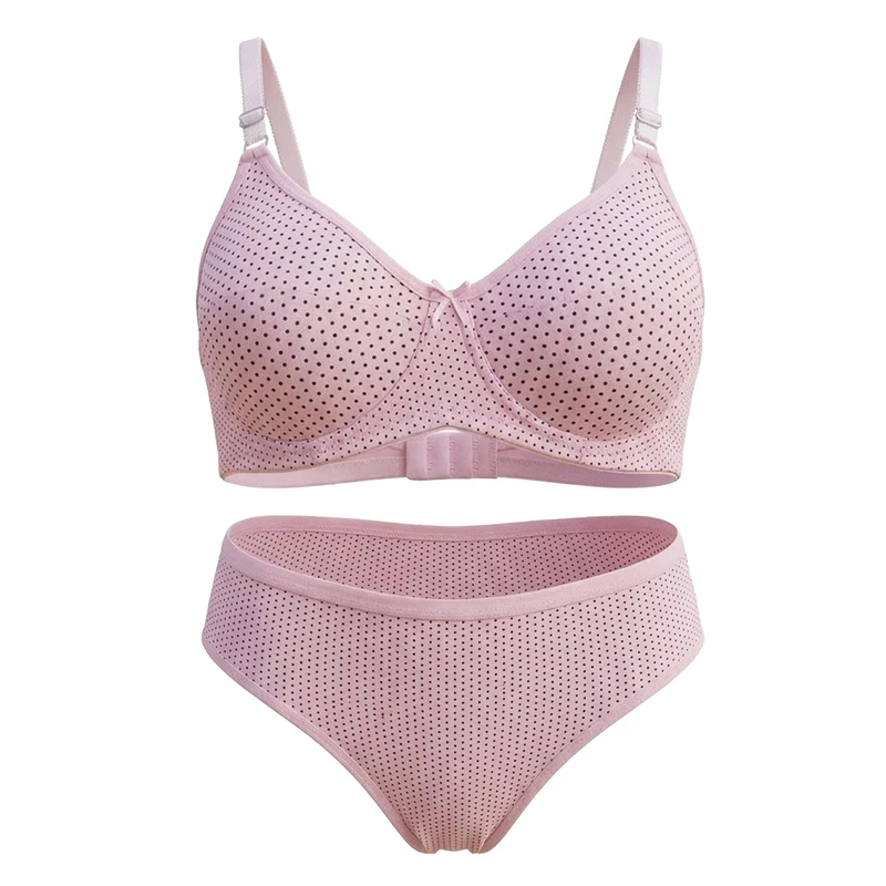 ست شورت و سوتین زنانه مدل نخی فنردار طرح خال خالی