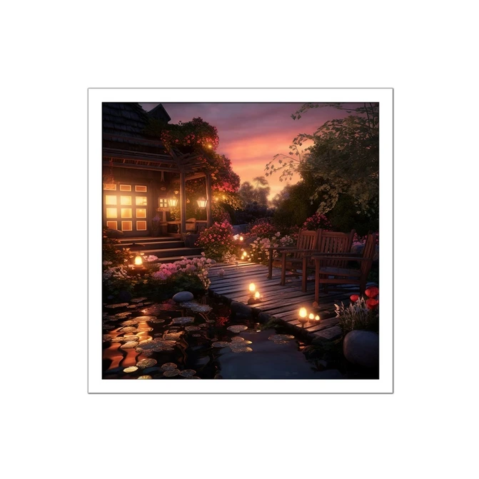 تابلو نوری بکلیت طرح طبیعت و کلبه جنگلی مدل لایت باکس W-MID-20522