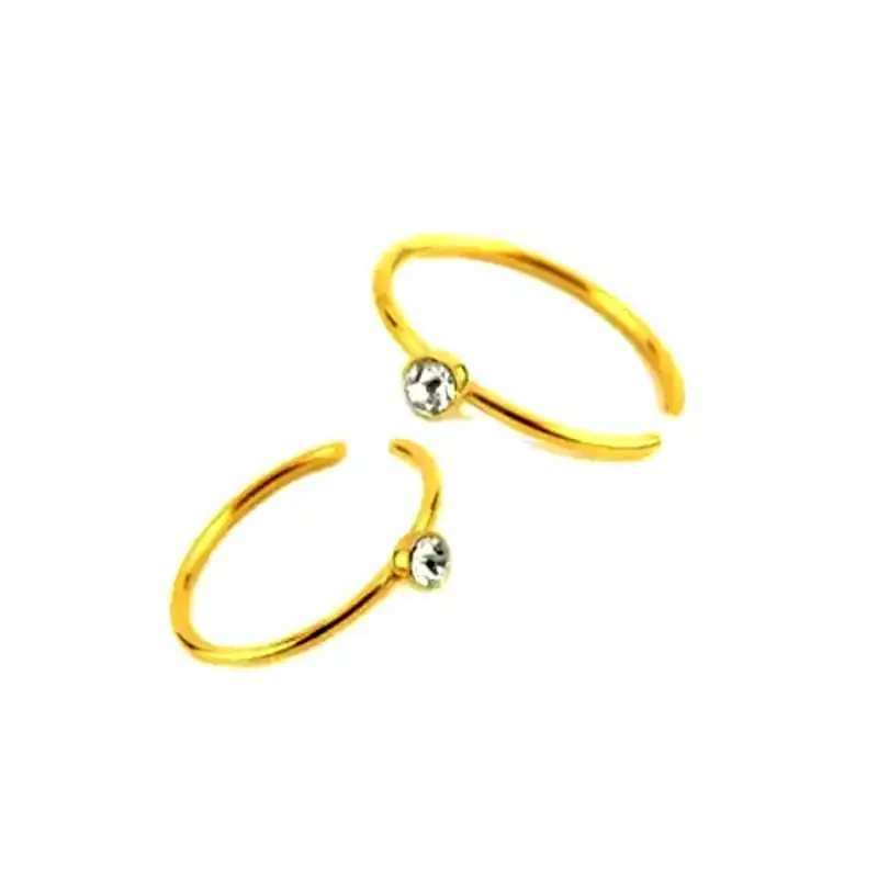 پیرسینگ نقره زنانه مدل حلقه ای نگین دار