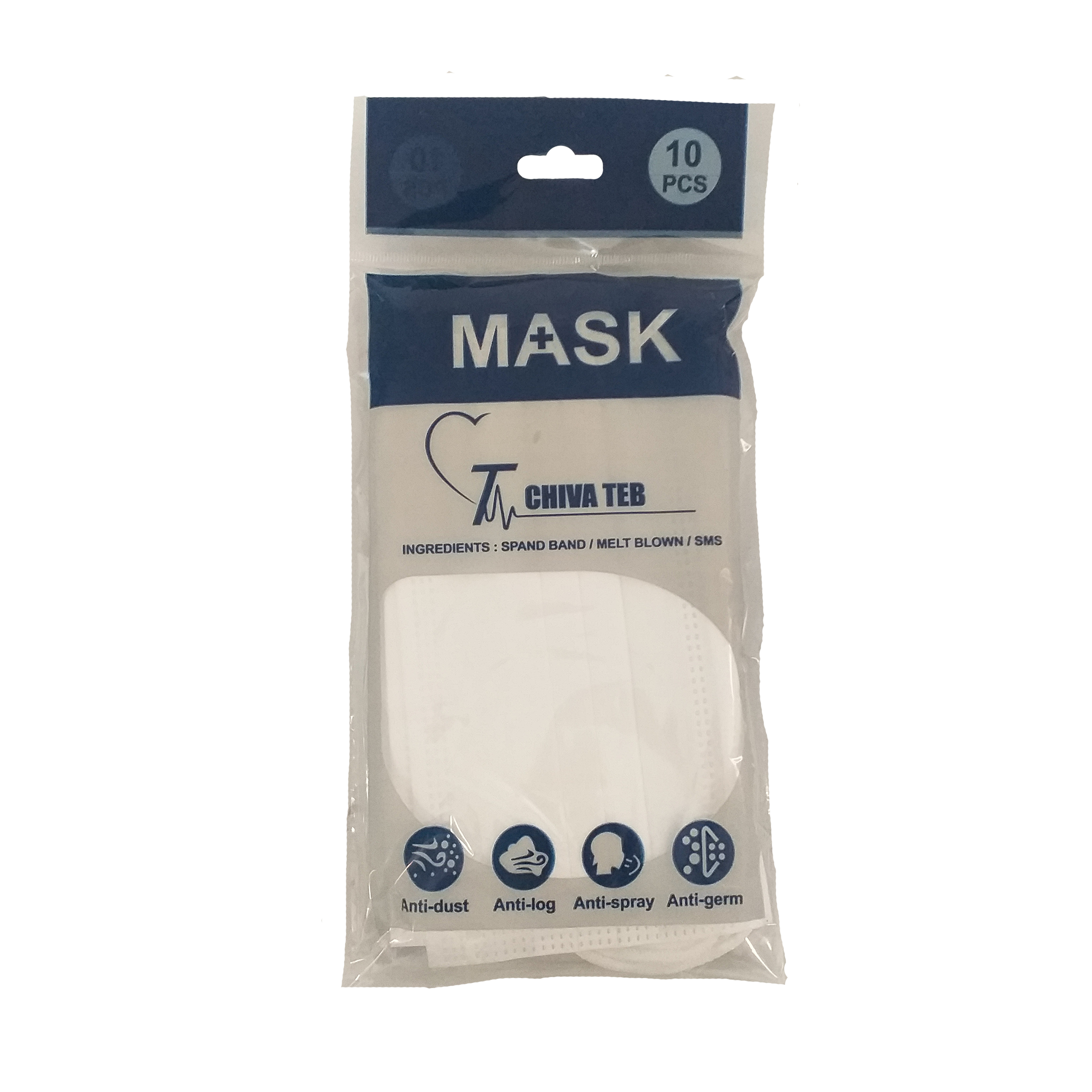 ماسک تنفسی شیوا طب مدل R10 بسته ده عددی