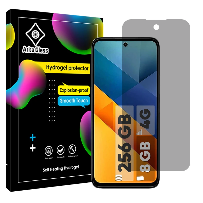 محافظ صفحه نمایش حریم شخصی آرکا گلس مدل Tough مناسب برای گوشی موبایل شیائومی Poco M6 4G
